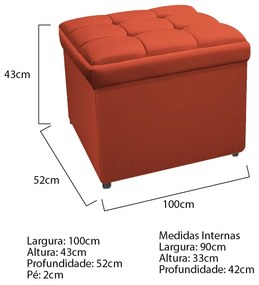 Calçadeira Copenhague 100 cm Solteiro Suede Terracota - ADJ Decor