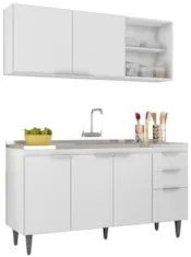 Armário de Cozinha CP01 Com Pia 150cm Pérola Z34 Branco     - Mpozenat