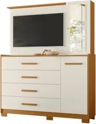 Cômoda Para Quarto com Painel TV 43 Pol Azaleia A02 Off/Cinamomo - Mpo