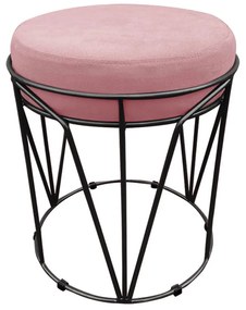Puff Multiuso com Mesa Babu 2 em 1 Suede Rose Base Preto - D'Rossi