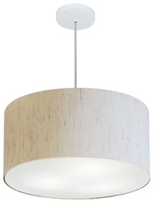 Lustre Pendente Cilíndrico Md-4243 Cúpula em Tecido 45x25cm Linho Bege - Bivolt