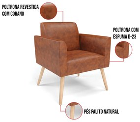 Poltrona Pés Palito Natural Marisa Corano D03 - D'Rossi - Nozes