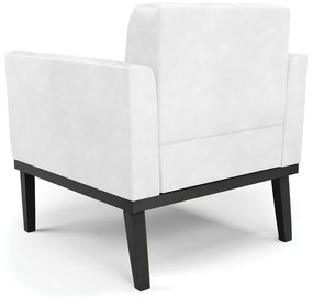 Sofá Namoradeira e Poltrona Base de Madeira Preto Elisa Corano D03 - D'Rossi - Branco