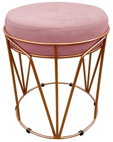 Puff Multiuso com Mesa Babu 2 em 1 Suede Rose Base Cobre - D'Rossi