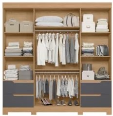 Guarda Roupa Casal 212cm 4 Portas Vivacce Freijó/Titanium   - Albatroz