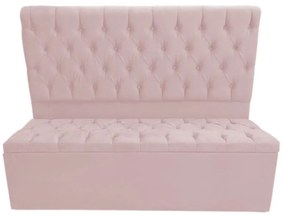 Cabeceira com Calçadeira Baú Queen 160cm Nicole Suede Rosa Bebê- Sheep Estofados - Rosa