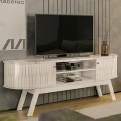 Rack Bancada para TV 75 Pol 183cm Alícia Z10 Calacata/Off White - Mpoz