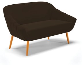 Kit 01 Namoradeira 02 Lugares e 01 Poltrona Giratória Giovana Suede Marrom Base Madeira MA30 - D'Rossi