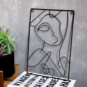 Enfeite de Metal de Parede Preto Rosto 30x20x1 cm - D'Rossi