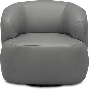 Poltrona Decorativa Verona Sala de Estar Base Giratória em Aço Couro Grafite G88 - Gran Belo