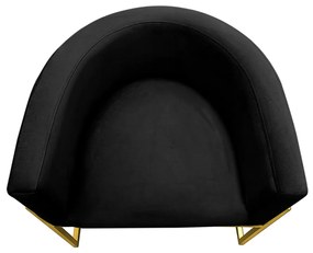 Poltrona Decorativa Base Metal Dourada Luna Veludo Preto - Sheep Estofados - Preto