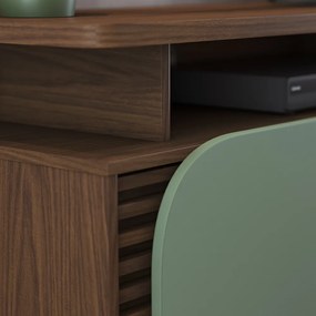 Bancada Tv de 75'' 2 Portas com Rodízio Ewa 180cm C04 - D'Rossi - Amendoa e Verde Pistache