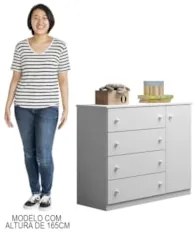 Cômoda Infantil 1 Porta 4 Gavetas Ellie Z39 Branco - Mpozenato