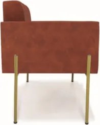 Poltrona Sala Pé Metal Dourado Kit 2 Ana Sintético PU Nozes - Ibiza