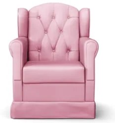 Poltrona de Amamentação Fixa com Puff Lucy Z39 Sintético Rosa - Mpozen