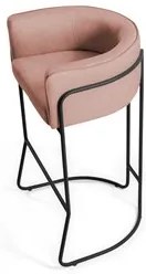 Kit 3 Banquetas Decorativas Base Aço Preto Betina C-105 Linho Rosê - D