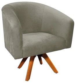 Poltrona Decorativa Giratória MM30 Stella Suede Marrom Rato D03 - D'Rossi