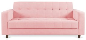 Sofá 03 Lugares Arezzo Suede Rosa Bebê Pés Chanfrado Tabaco - D'Rossi