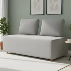 Sofá 2 Lugares 148cm Sala de Estar Rovier Veludo Cinza Z32    - Mpozen