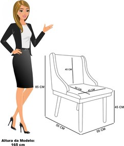 Cadeira Sala de Jantar Pé Palito Castanho Kit 6 Liz Boucle D03 - D'Rossi - Terra