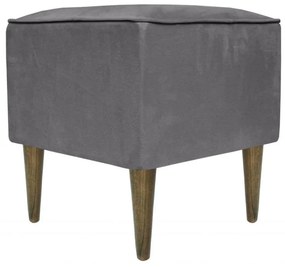 Puff Quadrado Milão Sigma em Suede com Pés Palito - Cinza