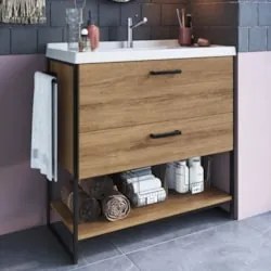 Gabinete de Banheiro 80cm Industrial Com Cuba Zaqui Mel Z54 - Mpozenat