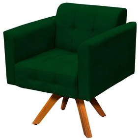Kit 01 Namoradeira e 02 Poltronas Giratória Elisa Suede Base Madeira MM30 D'Rossi - Verde