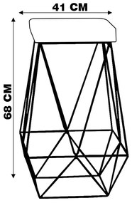 Banqueta Decorativa Kathy Base Preta Suede Preto G41 - Gran Belo