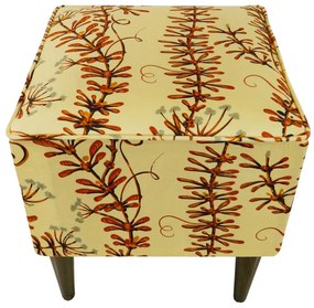 Puff Quadrado Milão Suprema em Suede com Pés Palito - Flores