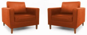 Conjunto 2 Poltrona Decorativa Gabriela Suede Telha