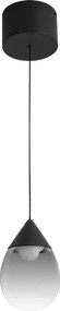 Pendente Led Vidro Fume E Aluminio Preto 7W 3000K Drop