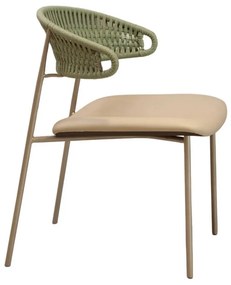 Cadeira Kaisha Assento Estofado Encosto Trama Corda Náutica Estrutura Aço Carbono Pintura Eletrostática Design Moderno