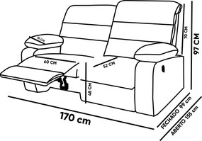 Sofá 2 Lugares Reclinável Retrátil 170cm Naaman Sintético PU Nozes K01 - D'Rossi