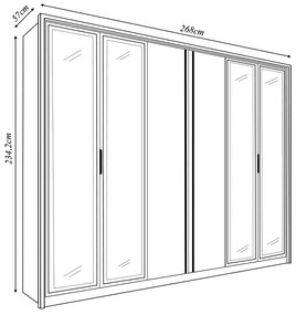 Guarda Roupa Casal Lume com 6 Portas de Bater e 4 Gavetas MDP Buriti/Fendi G11  Gran Belo