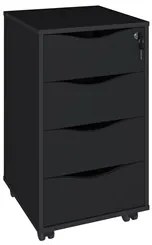 Mesa Escrivaninha em L Eron e Gaveteiro com Rodízios Mity A06 Preto -