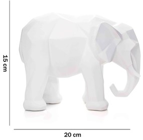 Escultura Decorativa Elefante Em Poliresina Branco 15x20x9 Cm - D'Rossi