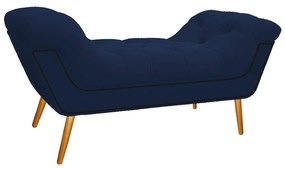 Kit Cabeceira e Calçadeira Veneza 100 cm Solteiro Suede Azul Marinho - ADJ Decor