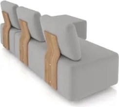 Sofá 3 Lugares Com Chaise 222cm Rovier Veludo Cinza Z32       - Mpozen