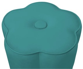 Puff Decorativo Flor Veludo - Azul Tiffany