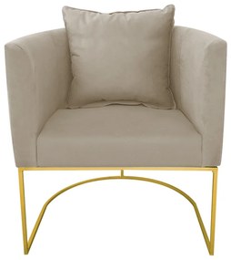 Kit 02 Poltronas Paola Suede Base Metálica Dourado D03 - D'Rossi  - Marrom Rato