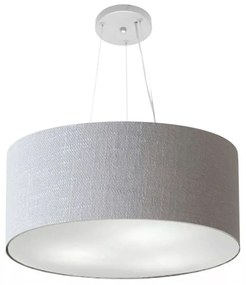 Lustre Pendente Cilíndrico Md-4047 Cúpula em Tecido 50x21cm Rustico Cinza - Bivolt