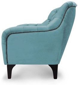 Poltrona Decorativa Roma Botonê Pés Madeira Veludo Turqueza - Sheep Estofados - Água