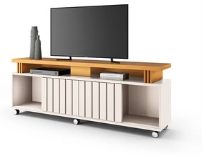 Rack para Sala Bancada de TV 70 Pol 180cm Sora 1.8 H01 - D'Rossi - Off White e Cinamomo