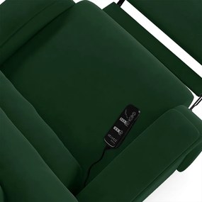 Poltrona do Papai Reclinável Napoli Elétrica Botão LED Massagem Veludo FH1 - D'Rossi - Verde