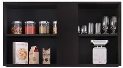 Armário Aéreo Indiana e Balcão Gabinete 100cm Luziania Preto/Cinza - L
