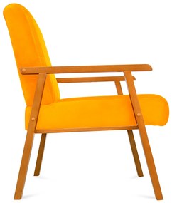 Poltrona Decorativa Alexa Braça de Madeira Suede Amarelo - Sheep Estofados