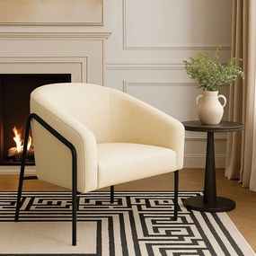 Poltrona Sala Industrial Alta Preto Stella Linho D03 - D'Rossi - Bege