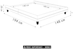 Cama Casal Base Box 140cm Many Z37 Linho Cinza - Mpozenato