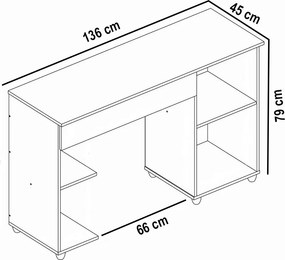 Escrivaninha Mesa Computador com Suporte Cpu 136cm Daurea A09 - D'Rossi - Atacama