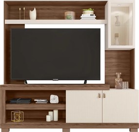 Estante TV 55 Pol 190cm Sala de Estar Liri Nogueira/Off White C01 - D'Rossi